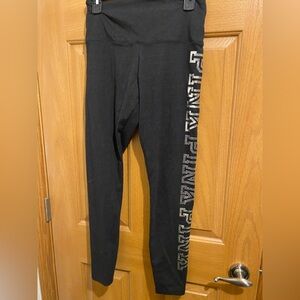 PINK Victoria's Secret Black Leggings with Silver Logo